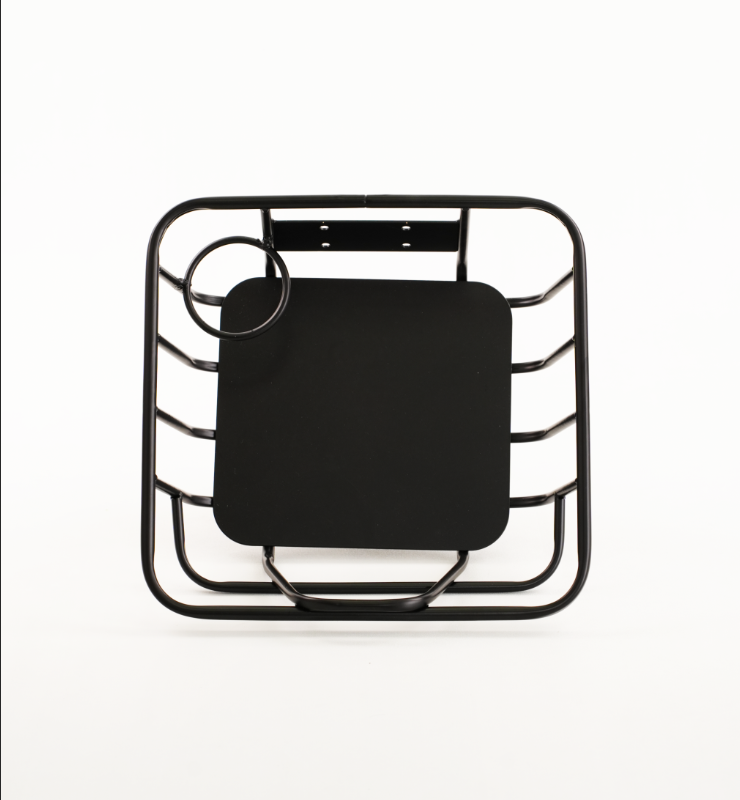 Fatbike Front Carrier Basket – Black Aluminum with Aluminum Insert & Cup Holder – Compatible with Ouxi V8/V20, EB2/EB4/EB8