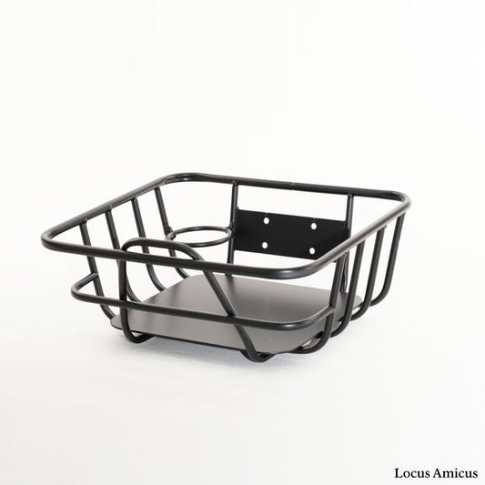 Fatbike Front Carrier Basket – Black Aluminum with Aluminum Insert & Cup Holder – Compatible with Ouxi V8/V20, EB2/EB4/EB8