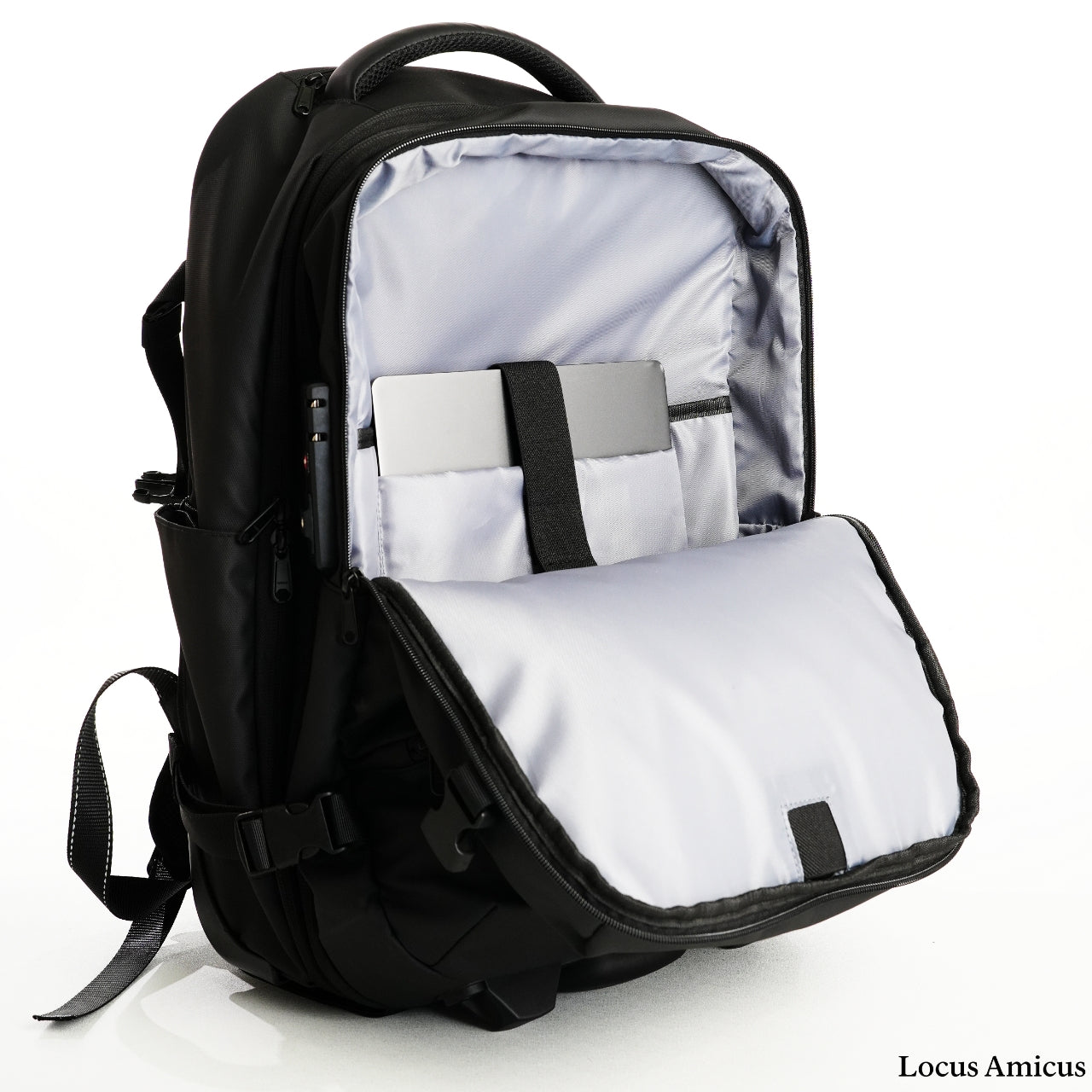 Locus Amicus Maximus Smart Travel Backpack – Luxe 2-in-1 Rugzak & Trolley (60L) met Weegschaal, USB-poort, Laptopvak & Vacuümpomp