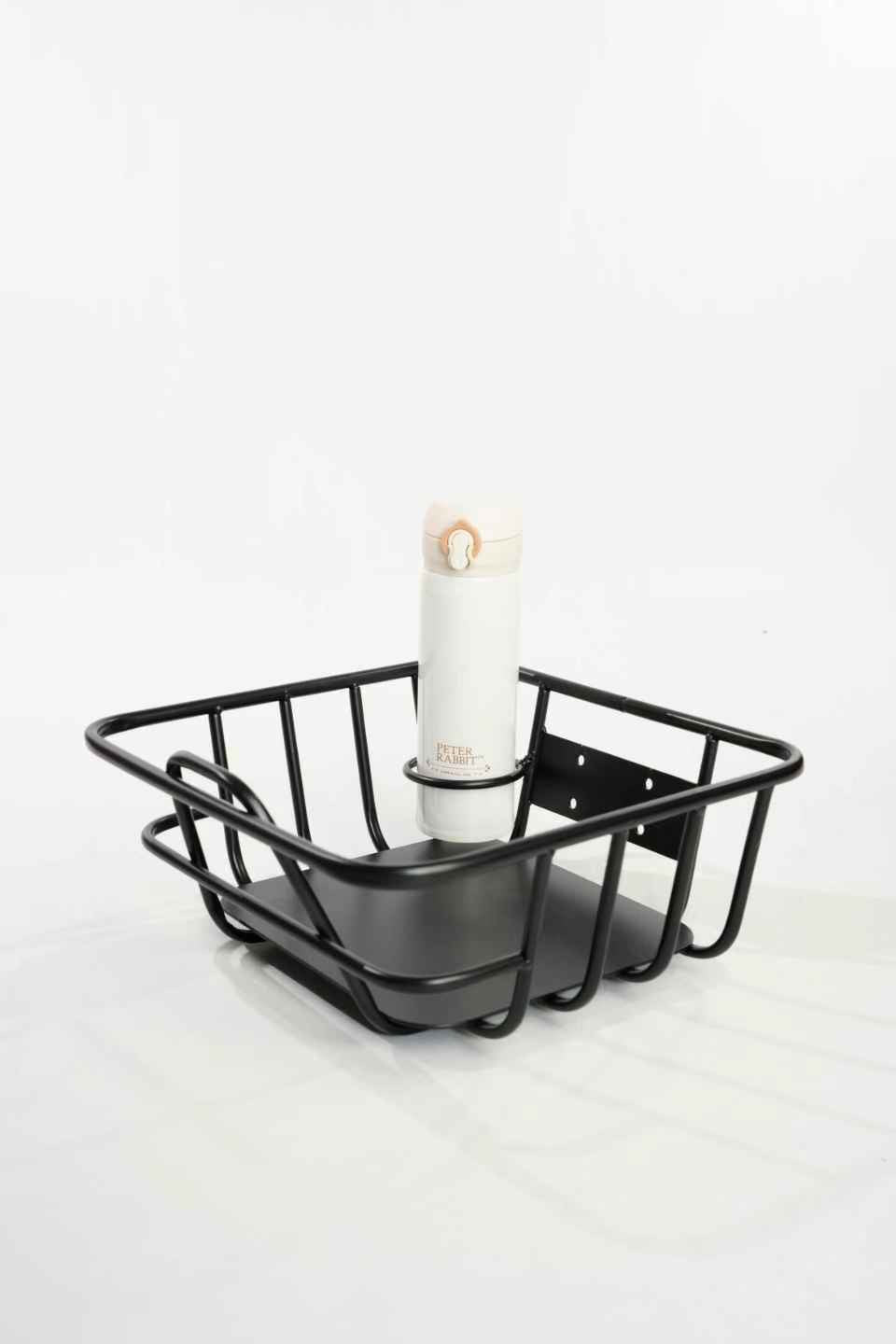 Fatbike Front Carrier Basket – Black Aluminum with Aluminum Insert & Cup Holder – Compatible with Ouxi V8/V20, EB2/EB4/EB8