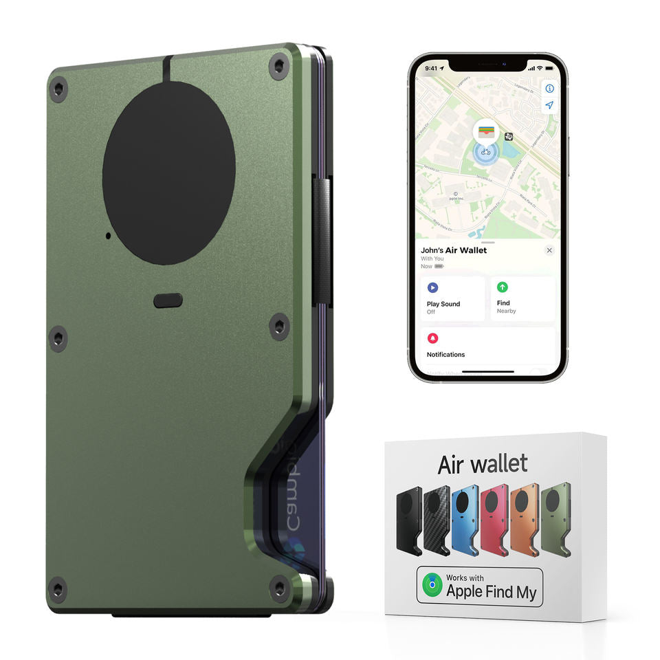 NYX Smart RFID Cardholder with Built-in Bluetooth Tracker – Olive Green | Locus Amicus