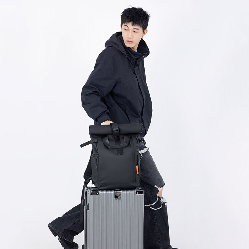 Trendy Rolltop Laptop Backpack SELENE Santorini White